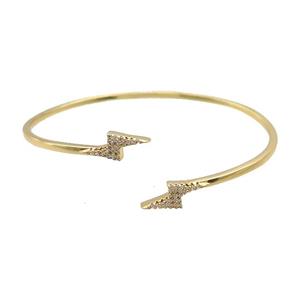 Copper Bangle Pave Zircon Lightning Gold Plated, approx 7-17mm, 50-60mm