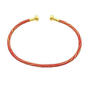 Copper Bangle Red Nylon Wire Wrapped Gold Plated, approx 3mm