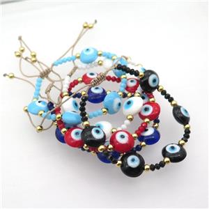 Lampwork Bracelet Evil Eye Copper Adjustable Mixed, approx 13mm, 3.5mm, 20-24cm length