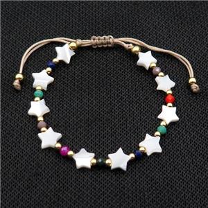 Pearlized Shell Bracelet Star Adjustable, approx 8mm, 20-24cm length