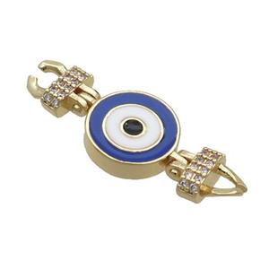 Copper Connectore Pave Zircon Enamel Eye Gold Plated, approx 12-30mm