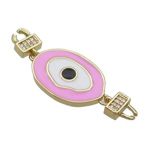 Copper Connectore Pave Zircon Enamel Eye Gold Plated, approx 16-23mm, 45mm