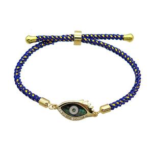 Darkblue Nylon Bracelets Copper Eye Adjustable Gold Plated, approx 17mm, 3mm