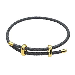 DeepGray PU Leather Bracelet Adjustable, approx 3mm thickness