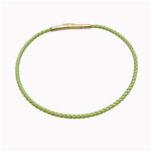 Green Nylon Cord Bracelet With Stainless Steel Clasp, approx 2mm thickness