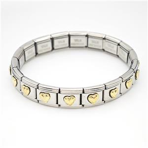 Stainless Steel Module Bracelet Heart, approx 9mm, 17cm length