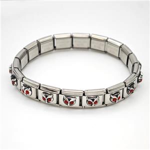 Stainless Steel Module Bracelet Owl, approx 9mm, 17cm length