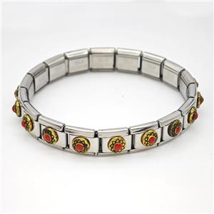 Stainless Steel Module Bracelet, approx 9mm, 17cm length