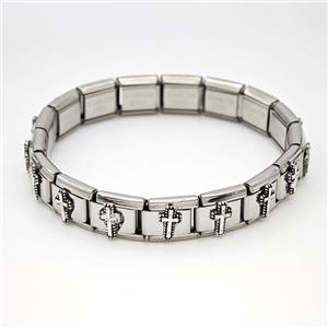 Stainless Steel Module Bracelet Cross, approx 9mm, 17cm length