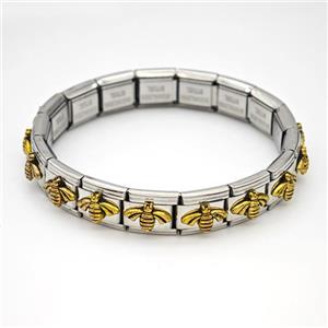 Stainless Steel Module Bracelet Honeybee, approx 9mm, 17cm length