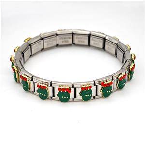 Stainless Steel Module Bracelet Christmas Mitten, approx 9mm, 17cm length