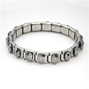 Stainless Steel Module Bracelet Skull, approx 9mm, 17cm length