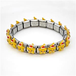 Raw Stainless Steel Module Bracelet Pave Resin Genie, approx 9-10mm, 17cm length