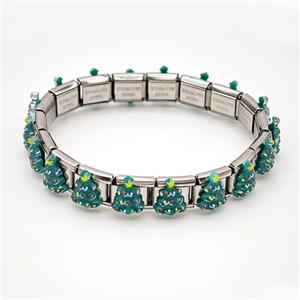 Raw Stainless Steel Module Bracelet Pave Resin, approx 9-10mm, 17cm length