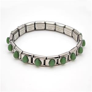 Raw Stainless Steel Module Bracelet Pave Resin, approx 9-10mm, 17cm length