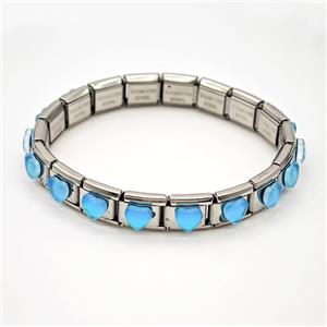 Raw Stainless Steel Module Bracelet Pave Resin, approx 9-10mm, 17cm length