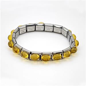 Raw Stainless Steel Module Bracelet Pave Resin, approx 9-10mm, 17cm length