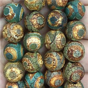 round Tibetan Agate Beads, eye, approx 12mm dia