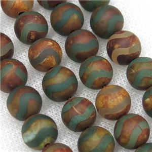 round green tibetan agate beads, wave, matte, approx 6mm dia