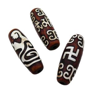 tibetan DZi Agate barrel beads, mixed, approx 14-40mm