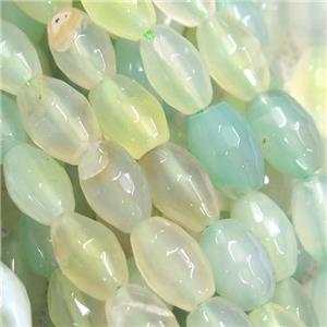 aqua Agate beads, faceted barrel, approx 8-12mm