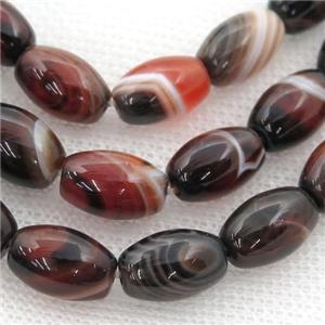 fancy Agate barrel beads, approx 6x9mm