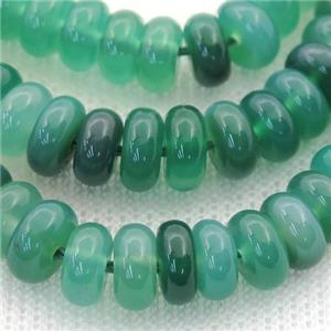 natural Agate rondelle beads, green treated, approx 5x8mm