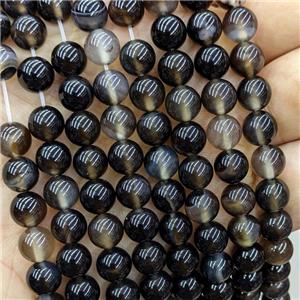 smoky Heihua Agate Beads, round, approx 4mm dia