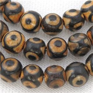 round rough Tibetan Agate Beads, eye, yellow, approx 8mm dia