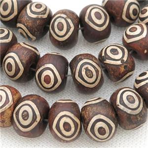 Tibetan Agate Beads, rondelle, eye, approx 10x14mm