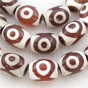 Tibetan Agate rice beads, eye, approx 12-16mm, 23pcs per st