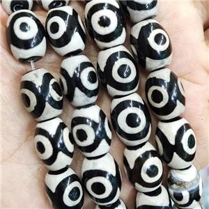 white black Tibetan Agate barrel Beads, approx 12-16mm, 23pcs per st