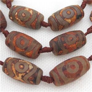 matte Tibetan Agate barrel beads, eye, approx 14-23mm