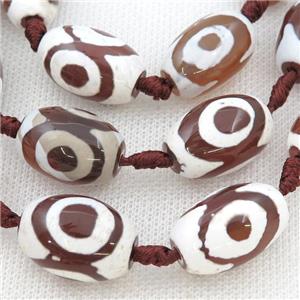 Tibetan Agate barrel beads, eye, approx 14-23mm