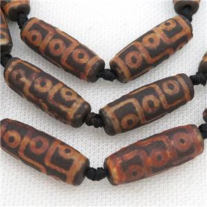 rough Tibetan Dzi Agate rice beads, eye, approx 11-30mm