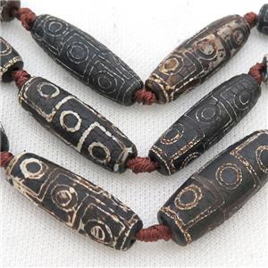 Tibetan Agate rice beads, eye, approx 14-40mm