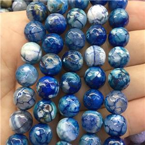 blue dragonVeins Agate Beads, faceted round, approx 10mm dia