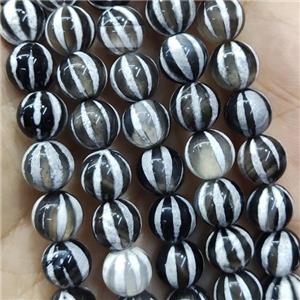 Tibetan Agate beads, round, pumpkin, approx 8mm dia