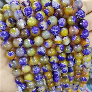 Dye Agate Beads Faceted Round Purple, approx 12mm dia