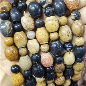 Wood Petrified Jasper Beads Barrel, approx 10mm, 15-17mm