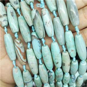 Natural Agate Rice Beads Smooth Turq Green Dye, approx 10-30mm, 10pcs per st