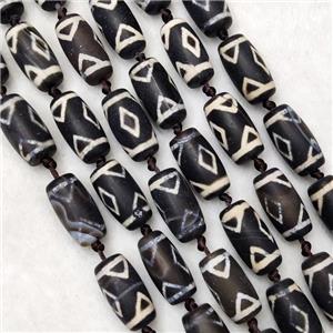 Tibetan DZi Agate Beads Barrel Matte, approx 10-20mm, 18pcs per st