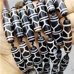 Tibetan DZi Agate Rice Beads Tortoise, approx 13-48mm, 8pcs per st