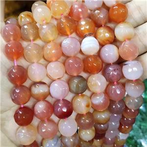 Natural Agate Beads Faceted Round Red Dye B-Grade, approx 14mm dia