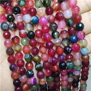 Multicolor Agate Beads Faceted Round Dye, approx 8mm dia