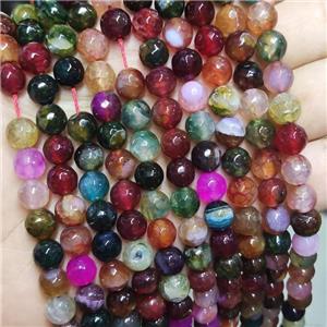 Multicolor Agate Beads Faceted Round Dye, approx 8mm dia