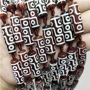 Red Tibetan Agate Rice Beads Evil Eye, approx 10-30mm, 10pcs per st