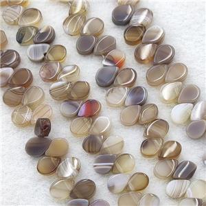 Lt.Coffee Stripe Agate Teardrop Beads Topdrilled, approx 5-8mm