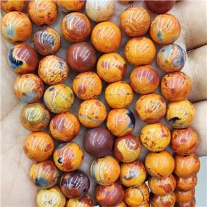 Orange Fire Agate Beads Smooth Round Dye, approx 6mm dia