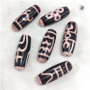 Tibetan DZi Agate Rice Beads Pink Dye Mixed, approx 13-38mm